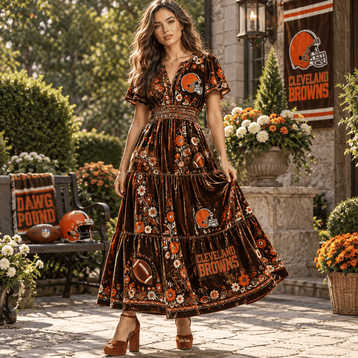 CLVB Premium Embroidered Velvet Maxi Dress PTKL