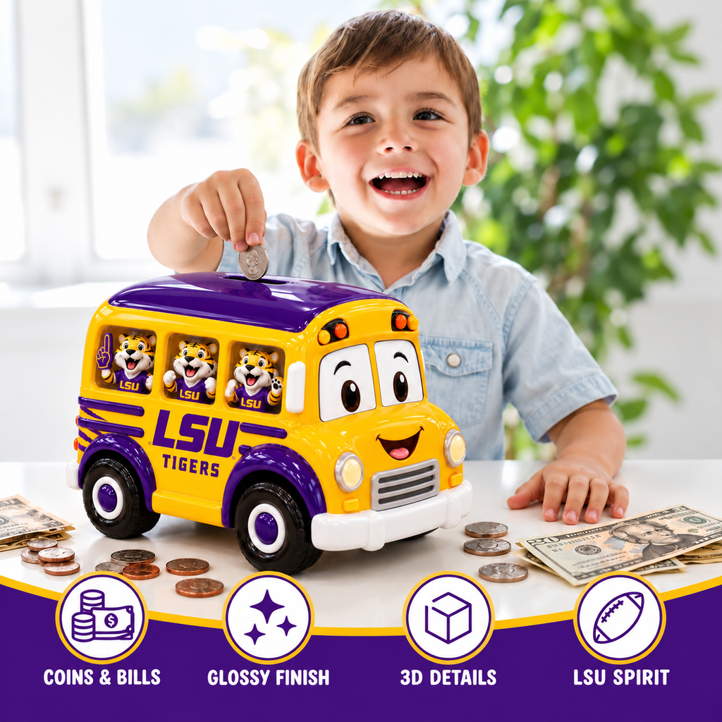 LSU School Bus Piggy Bank DNBN