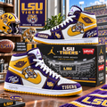 LSU Premium Denim Embroidered High-Top Sneakers NTNA