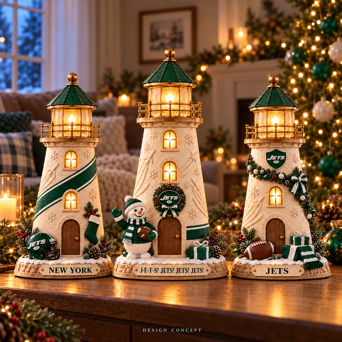NYJ Premium Holiday Lighthouse Trio TMH