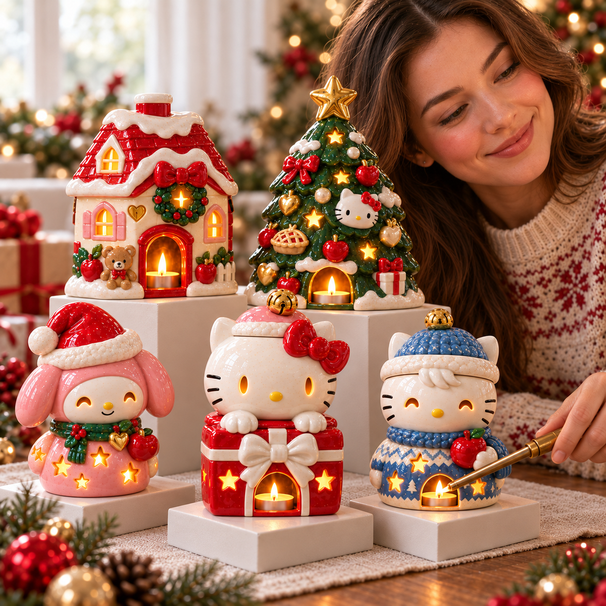 HLKT CHRISTMAS CERAMIC CANDLE HOLDER HQH