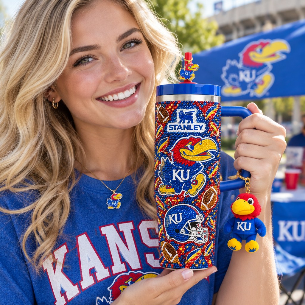 Kansas Jayhawks 40oz Tumbler With Handle TTNL