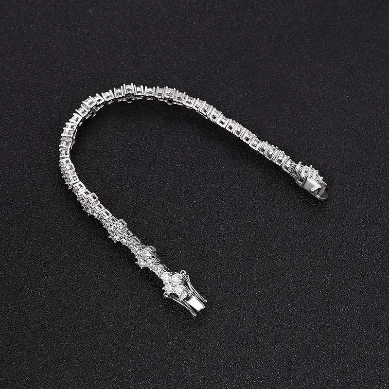 Luxury Solid Platinum PT950 Women's 3MM Moissanite Diamond Cross Bracelet Full Diamond Bracelet