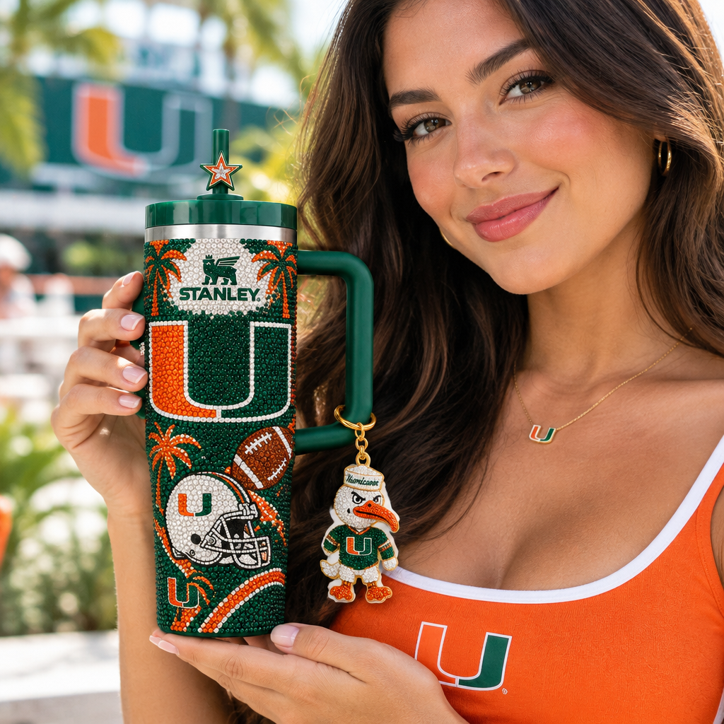 Miami Hurricanes 40oz Tumbler With Handle TTNL