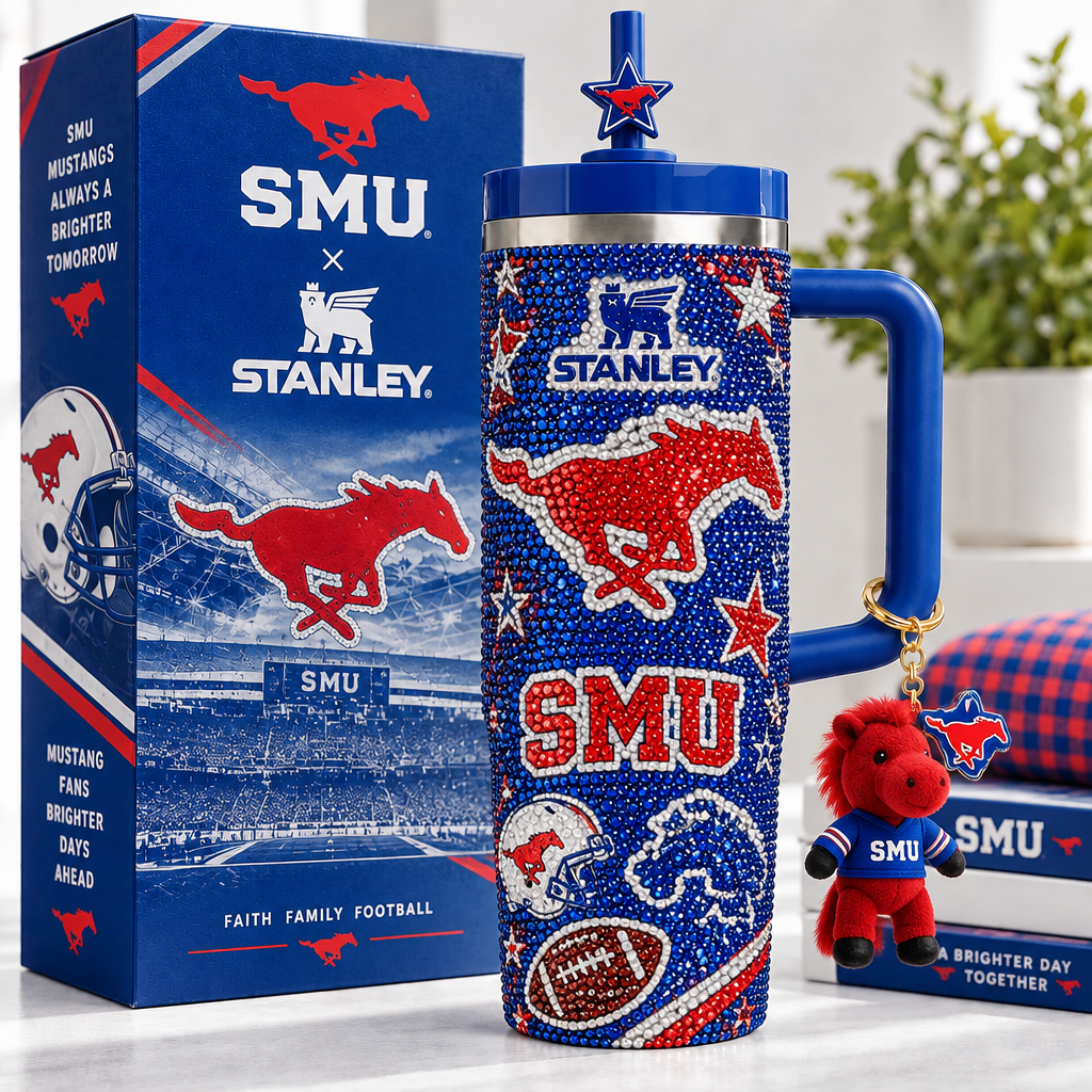 SMU Mustangs 40oz Tumbler With Handle TTNL
