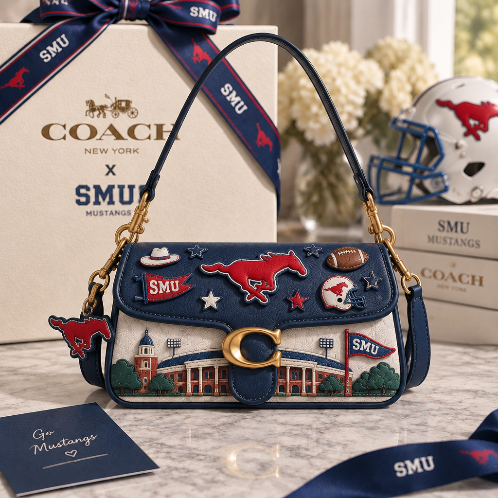 SMU Mustangs Coach Shoulder Cross With Charm