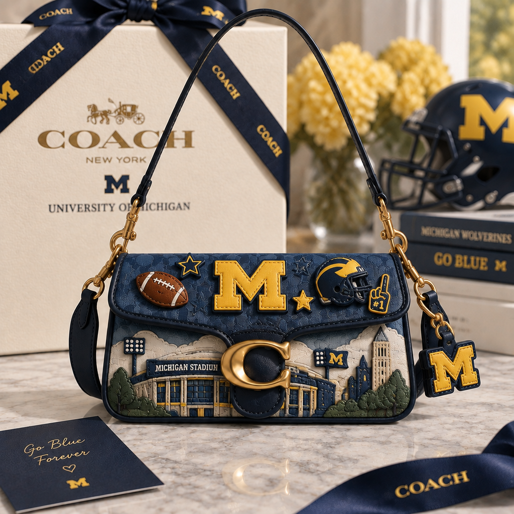 Michigan Wolverines Coach Shoulder Cross With Charm